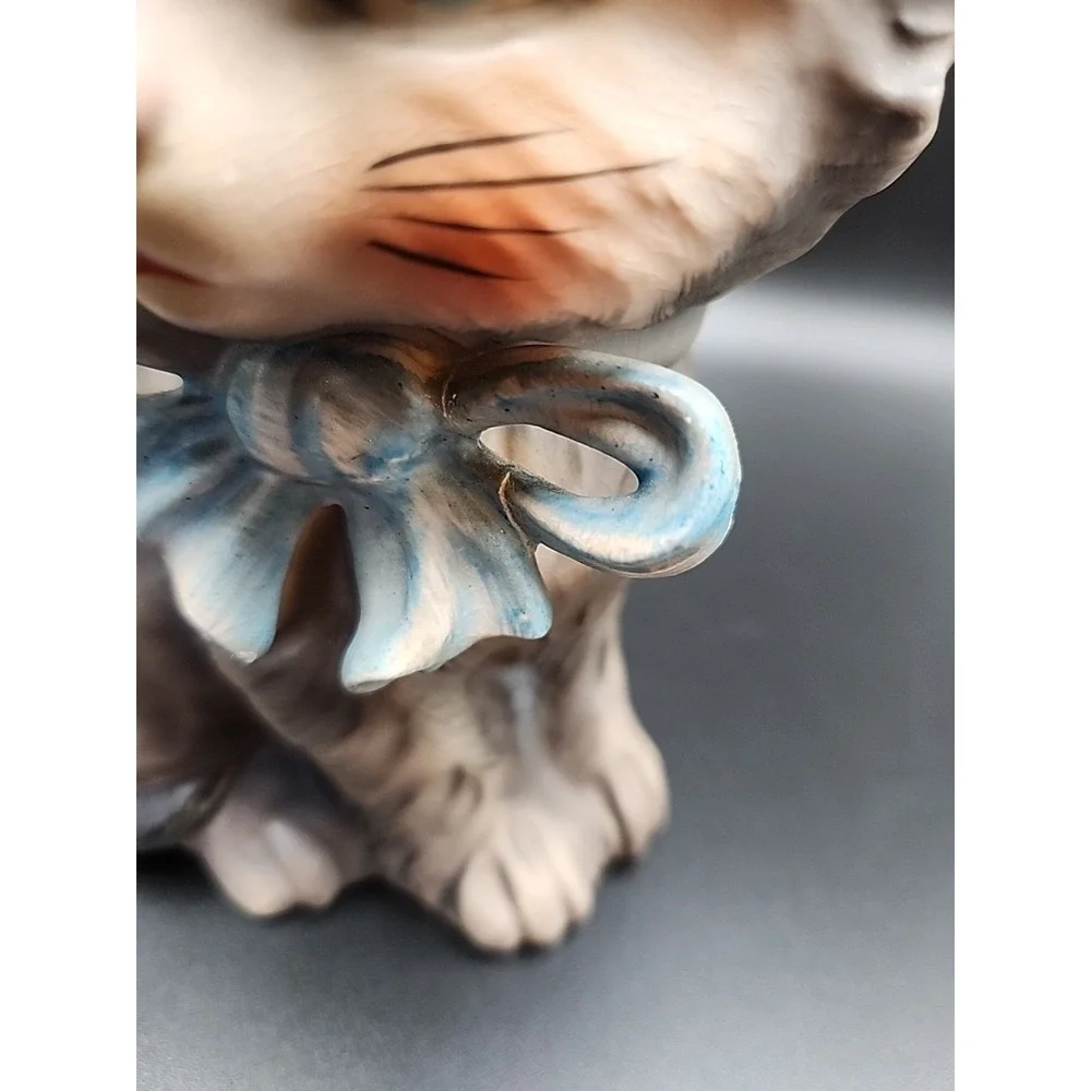Vintage Lefton Gray Kitten Cat Ceramic Bank #1565
